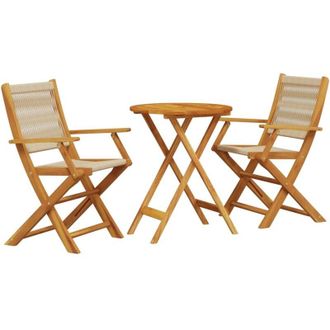 vidaXL Vidaxl Juego De Bistro De 3 Piezas Polipropileno Y Madera Maciza Beige