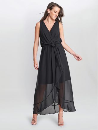 Gina Bacconi Womens Imogen Sleevless Wrap Dress - Black - Size 20 UK
