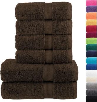 vidaXL Juego De Toallas Premium Solund 6 Unidades Marr&oacute;n 600 Gsm Vidaxl