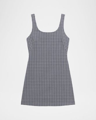 Theory Plaid Scoop-Neck Mini Dress