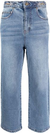 Tout à Coup horsebit-embellished mid-rise straight-leg jeans - women - Cotton/Elastane - 25 - Blue