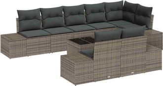 vidaXL Garden Sofa Set with Storage Grey Poly rattan vidaXL