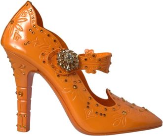 Dolce & Gabbana Kristalbloem Pumps Multicolor Kristallen - Dames - Pumps - Oranje - 39 EU - Schoenen