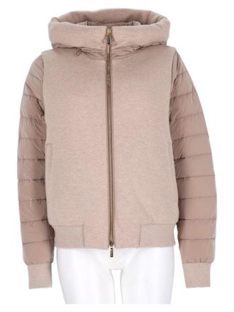 Moorer Flavienne Quilted Sleeve Hooded Virgin Wool-Cashmere Coat