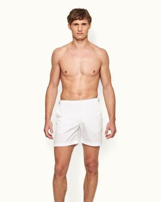 Orlebar Brown Bulldog Mid-Length Swim Shorts in White at Nordstrom, Size 36