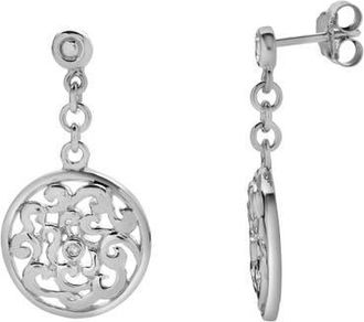 LuvMyJewelry Orlisse Sterling Silver 0.02 Ct Diamond Filigree Disc Drop Earrings in 925 Sterling Silver at Nordstrom