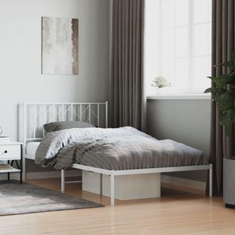 vidaXL Estructura Cama Sin Colch&oacute;n Con Cabecero Metal Blanco 107x203cm Vidaxl