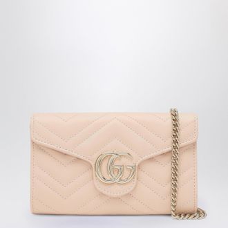 Gucci GG Marmont pink wallet with chain