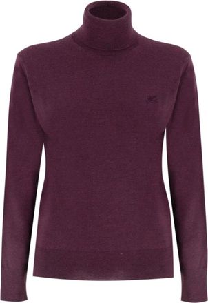Etro Zachte Wol Turtleneck Sweater - Dames - Coltruien - Rood - 2XS - Wol - Truien & Vesten