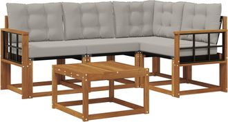 vidaXL Conjunto De Sof&aacute;s De Exterior 5 Uds. Gris Natural Y Claro Vidaxl