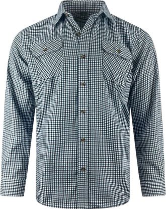 Carabou Check Shirt Long Sleeved 2 Chest Pockets Casual M-XXL Mens Tattersall (UK, Alpha, L, Regular, Regular, Navy)