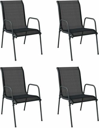 vidaXL vidaXL Garden Chairs 4 pcs Steel and Textilene Black