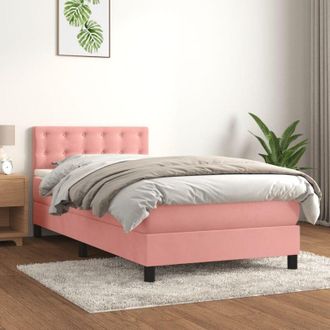 vidaXL Vidaxl - Cama Box Spring Con Colch&oacute;n Terciopelo Rosa 100x200 Cm