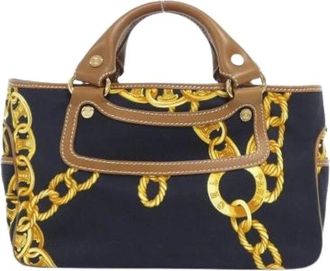 Celine Pre-owned Handbags, female, Blue, Size: ONE SIZE Pre-owned Boogie Canvas Leather Handbag