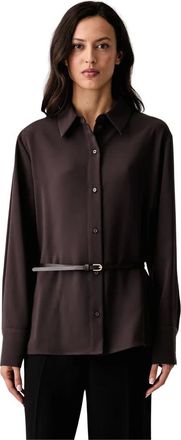 A|X Armani Exchange Camisa de Crep&eacute; con Cintur&oacute;n - Blouses & Shirts - Mujer - Marr&oacute;n - XS