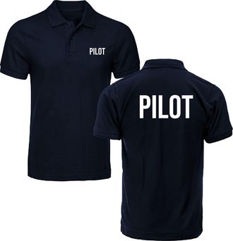 Generic Pilot Print Polo Shirt Aviator Airplane Worker Flight Controller Aircraft Pilot Work Wear Uniform Adult Unisex Polo Top (Navy, XL, x_l)