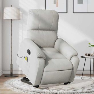 vidaXL Vidaxl - Poltrona a Rialzo Reclinabile Massaggi Grigio Chiaro Microfibra