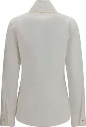 Khaite Womens Ivy High-Neck Shirt Chalk Cotton