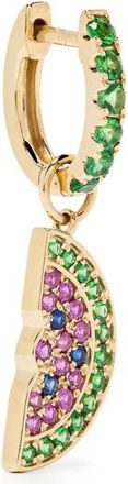 Roxanne First 14K Yellow Gold Sapphire And Ruby Watermelon Hoop Earring - Womens - 14kt Yellow Gold/Emerald/Ruby