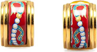 Herm&egrave;s 1900s Cloisonne oorclips met email - Goud