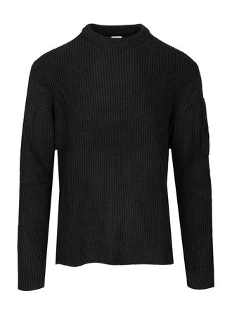 C.P. Company C. P. Company-Lente Crewneck Sweater Knitwear Nero-Uomo