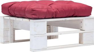vidaXL Otomana De Palets De Jard&iacute;n Con Coj&iacute;n Rojo Madera Blanca Vidaxl