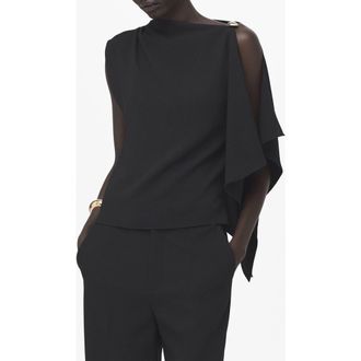 Mango Asymmetric Ruffle Top in Black at Nordstrom, Size 2
