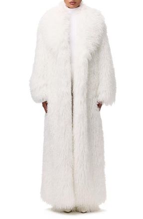 Naked Wardrobe Faux Shearling Coat in Ivory at Nordstrom, Size X-Large