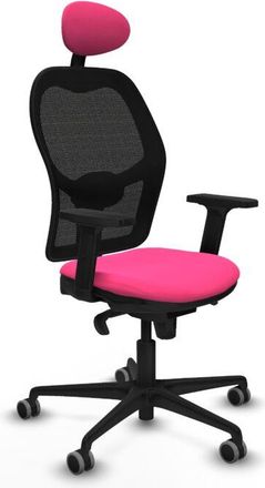 Piqueras y Crespo Piqueras Y Crespo - Jorquera Sincro Malla Negra Similpiel Rosa Brazos 2d Base Nailon Cabecero Fijo Ruedas 65mm Engomada