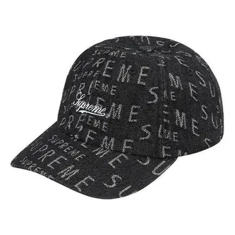 SUPREME Warp Jacquard Logos Denim 6-Panel Black White SUP-SS21-819