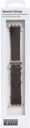 Nordstrom Rack Leather Apple Watch Watchband in Chocolate- Silver at Nordstrom Rack