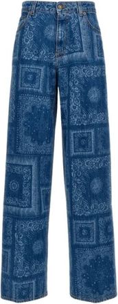 Roberto Cavalli Jeans, Dames, Blauw, 2Xs, Katoen, Blauwe Wide Leg Jeans Vrouw