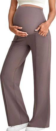 Generic Maternity Leggings Over Bump Womens Maternity Dress Yoga Pants with Pockets, Over The Belly Stretchy Pilates Gym Sports Work Slack Pregnancy Wide Leg 