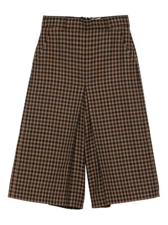 Saint Laurent gingham-check straight-leg culottes - Brown