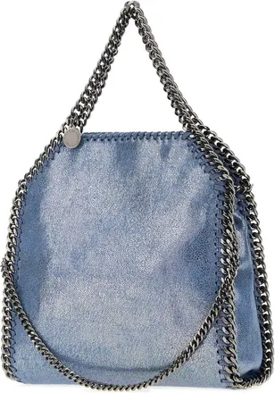 Stella McCartney Womens Light Blue Shaggy Deer Falabella Handbag Denim Borse A Mano Bag