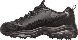 Skechers DLITES - FRESH START, Womens Low-Top Trainers, Black (Black Leather/Mesh/Charcoal Trim Yellow Bbk), 5.5 UK (38.5 EU)