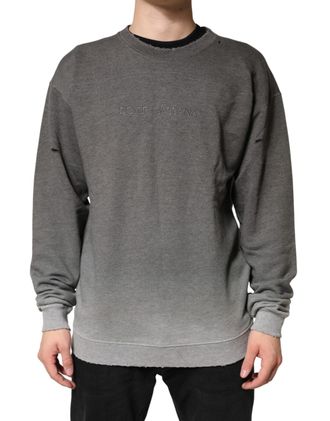 Dolce & Gabbana Gray Cotton Crew Neck Men Sweatshirt Sweater Clothing