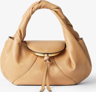 Fendi Small Spy Leather Bag In Miele Scuro