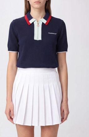 Casablanca Polo in maglia di lana con zip e profili a contrasto