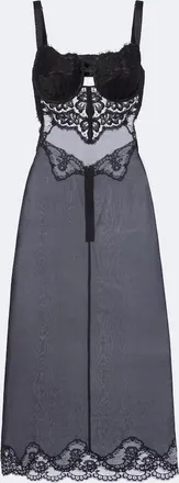 Dolce & Gabbana Lace-trimmed silk-blend midi dress
