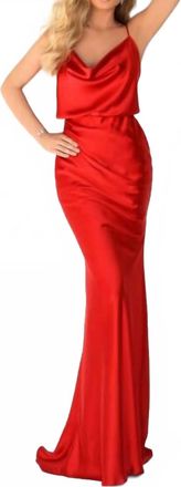Tarik Ediz Voice Cowl Neckline Dress In Red