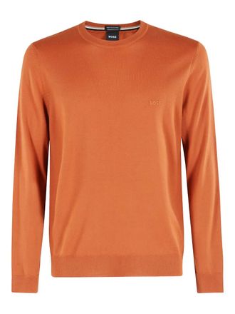 BOSS crew-neck logo sweater - men - Fabric - L - Orange