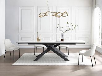 Vente-Unique Sedia in Tessuto bouclette e Metallo Nero Bianco - Lotto di 2 - LIAMONA