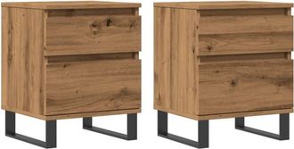 vidaXL Vidaxl - Mesitas De Noche 2 Uds Madera Roble Artisian 40x35x50 Cm