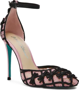 Betsey Johnson Coy Ankle Strap Pump in Pink/black at Nordstrom, Size 5.5