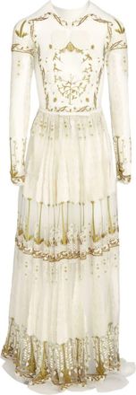 Giambattista Valli Jardin dEden embroidered tulle maxi dress - women - Polyamide/Polyester - 42 - Neutrals