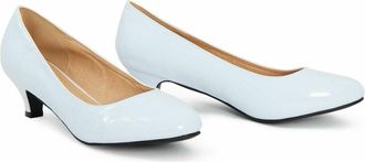 Generic UK 9-12 Womens Mens Work Court Evening Dress Kitten Low Heel Shoes White Patent UK11