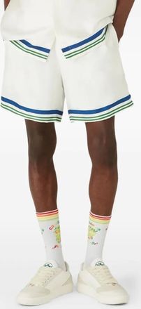 Casablanca Costume da bagno a righe con ricamo - Bianco