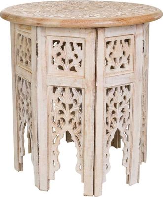 Wanderlust Deco Mesa de centro de madera artesanal blanco 45x45x45