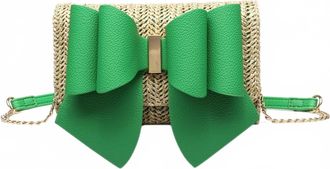 Like Dreams Womens Bonnie Straw Wallet Bowtie Crossbody Bag In Green
